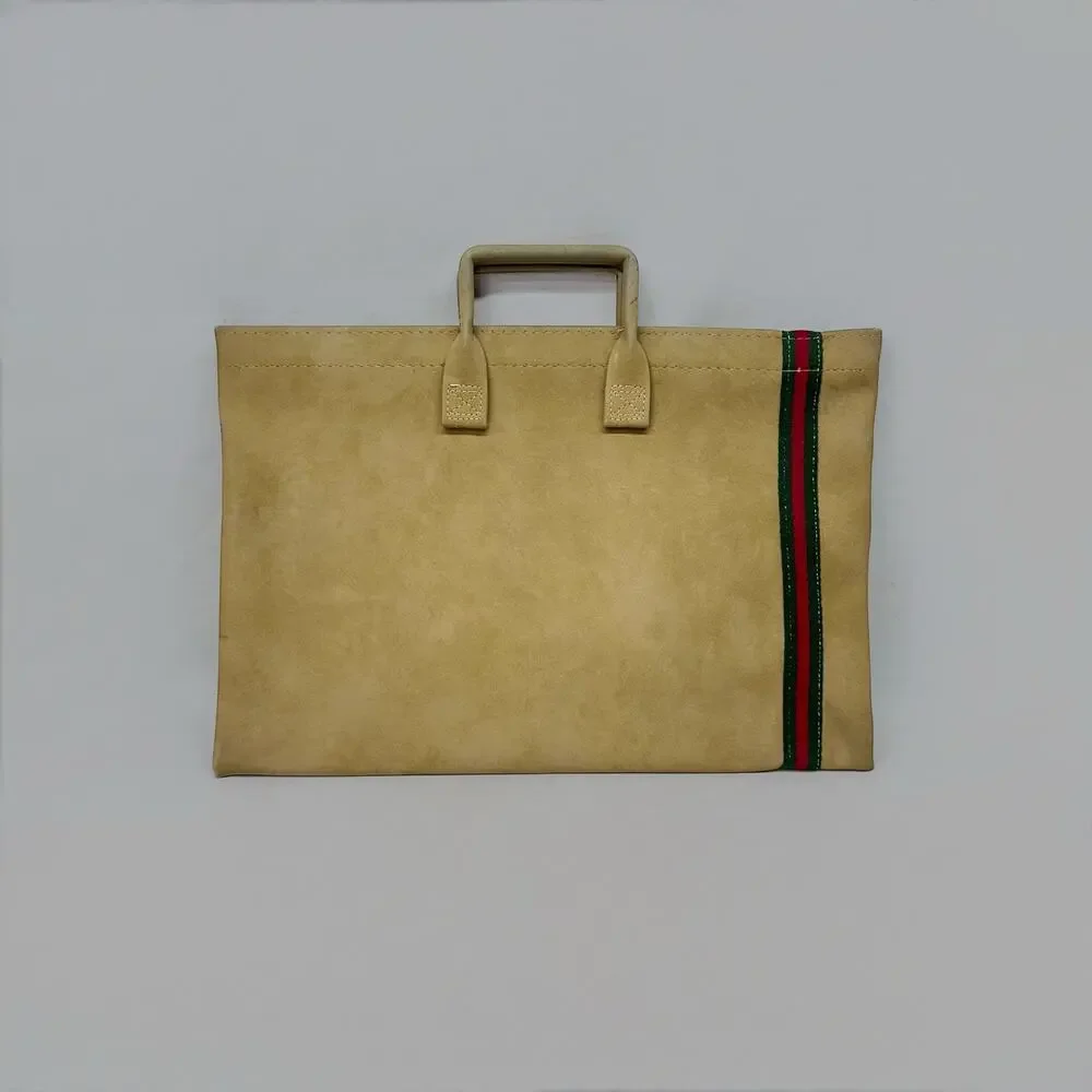 Vintage General Electric Beige Canvas Tote Bag with Green and Red Stripe Detail - Picture 2 of 4